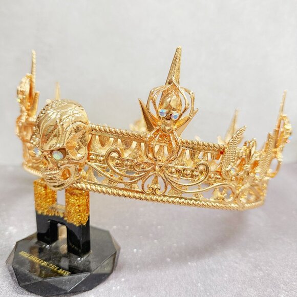 Gold Skull Crown, King Skull Headpiece, Cosplay Costume, Crown of the Damned - Picture 2 of 8